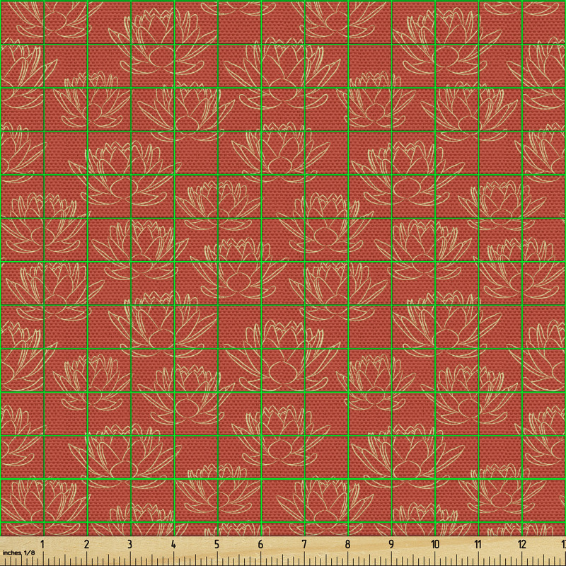 Asya Parça Kumaş Tekrarlanmış Basit Nilüfer Çiçeği Desenleri