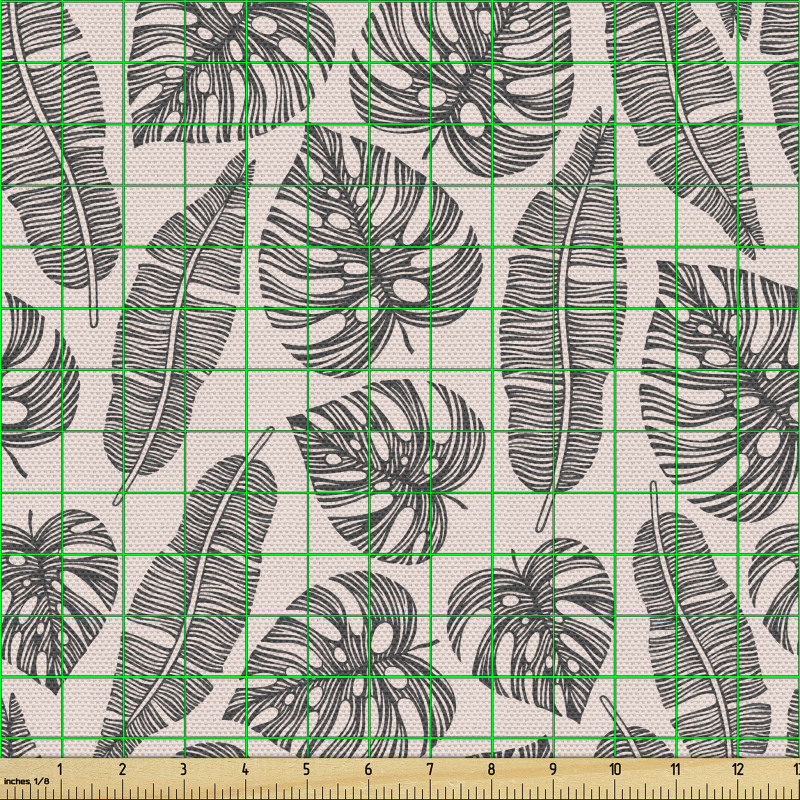 Egzotik Parça Kumaş Tekrarlanmış Tropikal Delikli Yapraklar