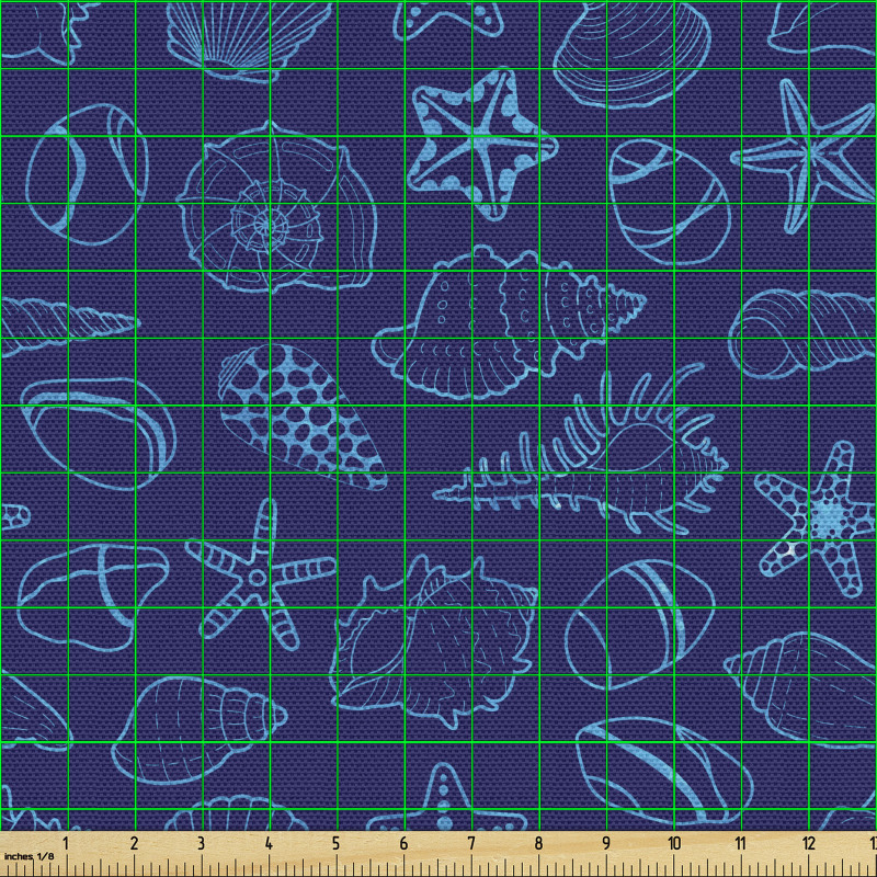 Hayvan Parça Kumaş Sık Tekrarlanmış Deniz Kabukları ve Yıldız