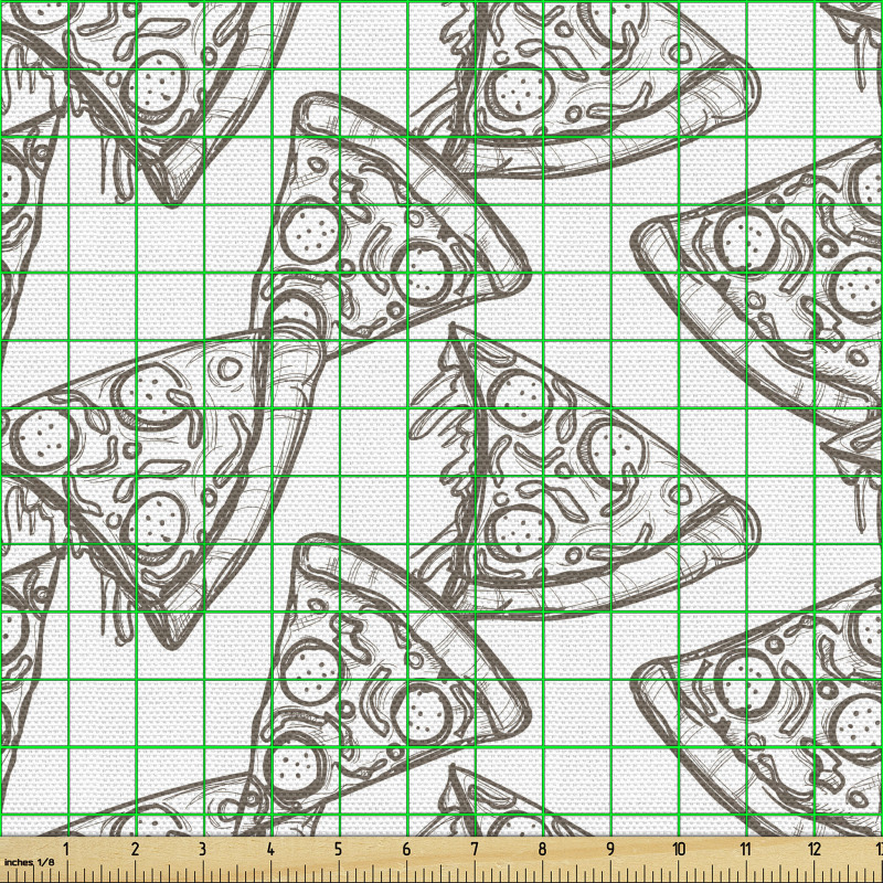Gıda Parça Kumaş Karalama Detaylı Pizza Dilimli İllüstrasyon