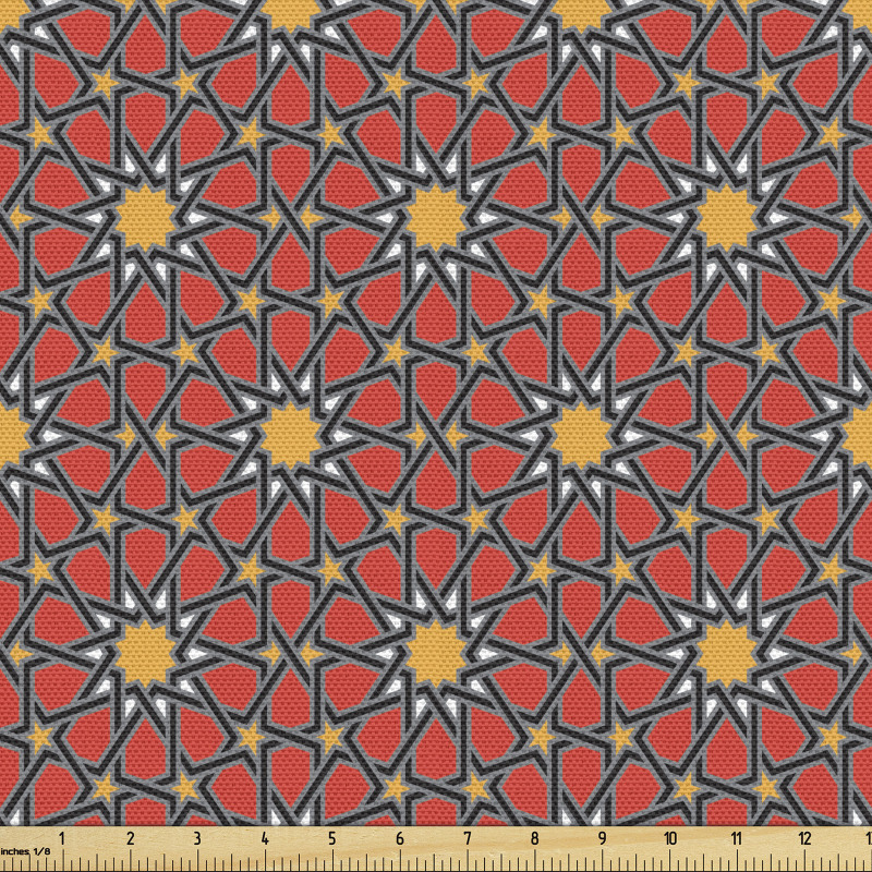 Geometrik Parça Kumaş Fas Kültürne Ait Yıldızlı Kompozisyon