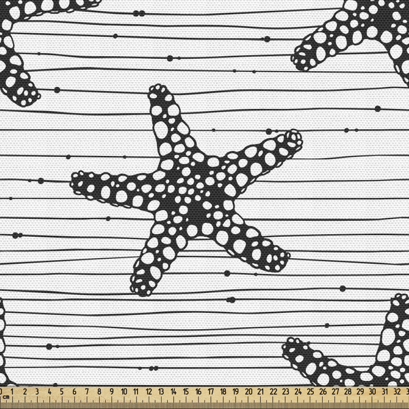 Plaj Parça Kumaş Yatay Şeritler ile Noktalar ve Deniz Yıldızı
