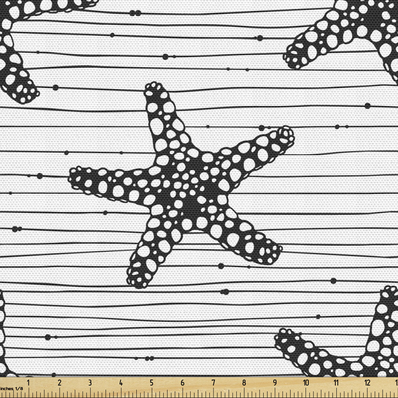 Plaj Parça Kumaş Yatay Şeritler ile Noktalar ve Deniz Yıldızı