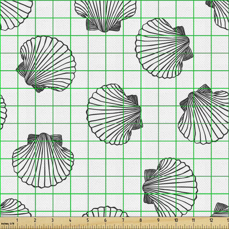 Karalama Parça Kumaş Dağınık Detaylı ve Zarif Deniz Kabukları