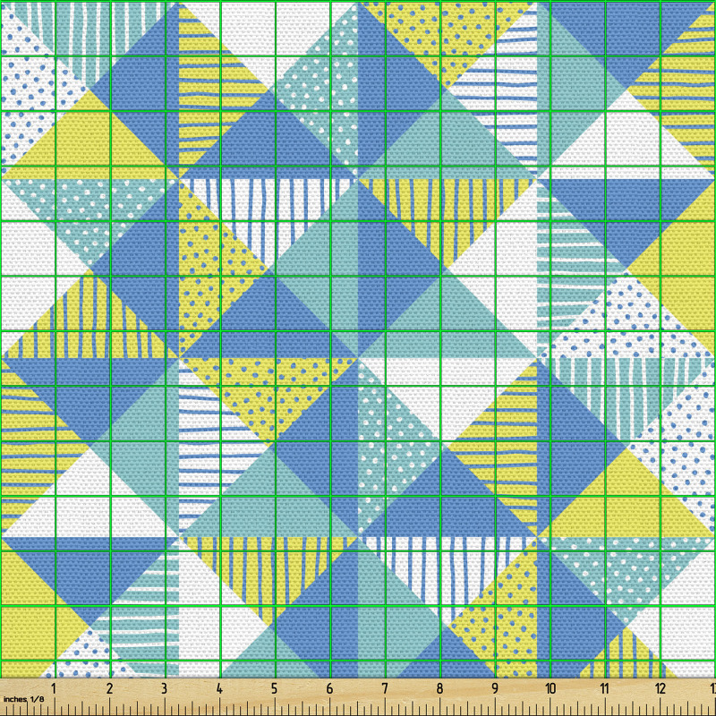 Geometrik Parça Kumaş Desenli Üçgenlere Bölünmüş Kareli Görsel