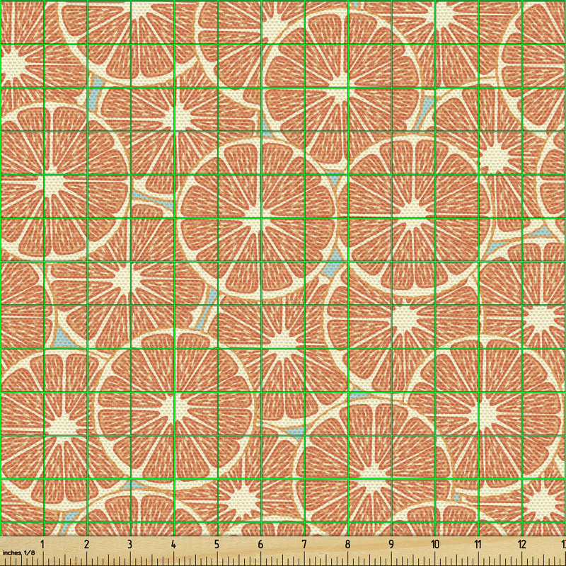 Gıda Parça Kumaş Tekrarlayan Portakal Dilimi Çizimli Görsel