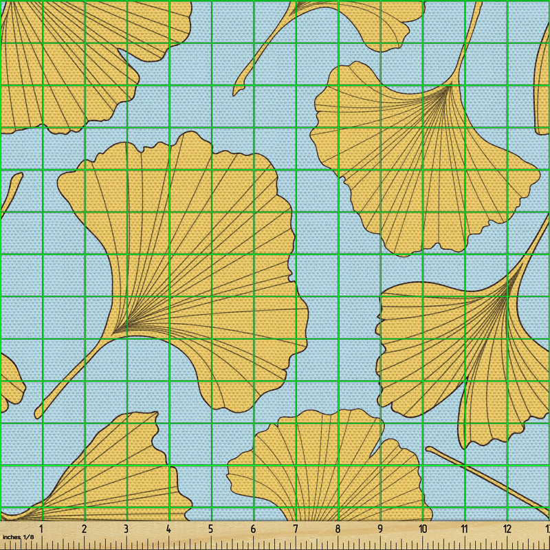 Bitki Parça Kumaş Tekrarlayan Güzel Ginkgo Yaprakları Çizimleri
