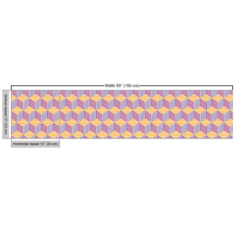 Geometrik Parça Kumaş Üzeri Çizgili Üç Boyutlu Küp Çizimli Afiş