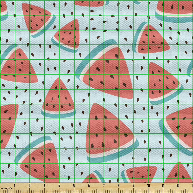 Gıda Parça Kumaş Tekrarlayan Çekirdekli Karpuz Dilimli Görsel