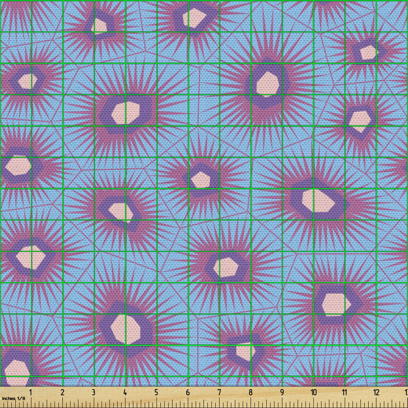Geometrik Parça Kumaş Altıgenler İçinde Basit Dikenli Figür
