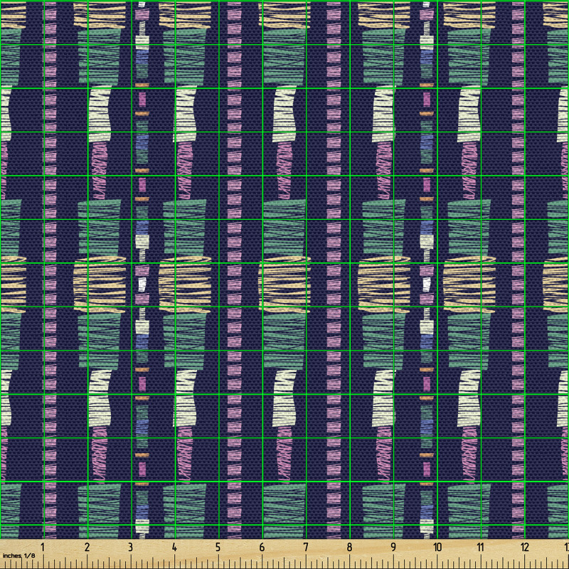 Geometrik Parça Kumaş Şerit Çizgisel Süslemeli Güzel Çalışma