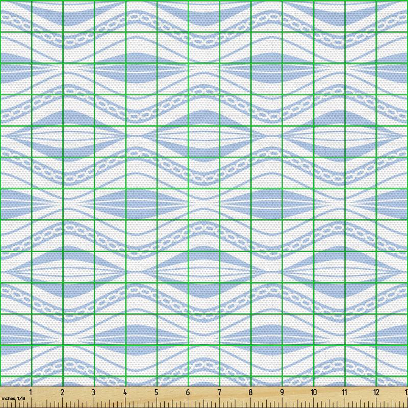 Geometrik Parça Kumaş Yatay Eğri Çizgili Süslemeli İllüstrasyon