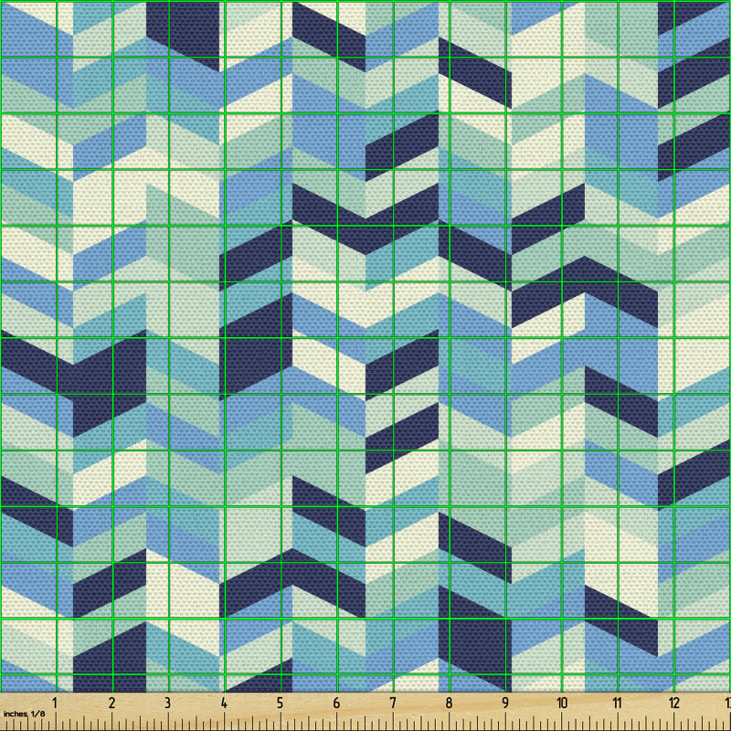 Geometrik Parça Kumaş Üç Boyutlu Kalın Zikzak Çizgili Görsel