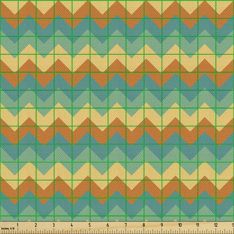 Geometrik Parça Kumaş Vintage Görünümlü Zikzak Çizgili Görsel