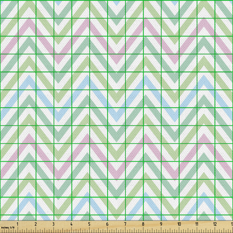 Geometrik Parça Kumaş Düz Zeminde Pastel Tonlu Zikzak Çizgiler