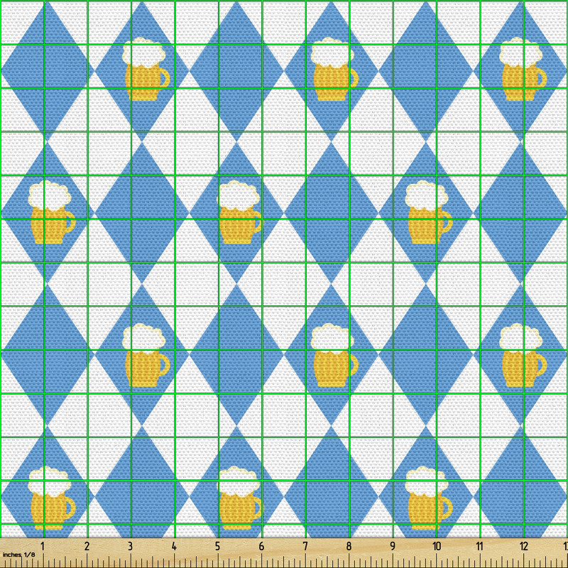 Geometrik Parça Kumaş Düz Zeminde Baklava Deseni İçindeki Bira