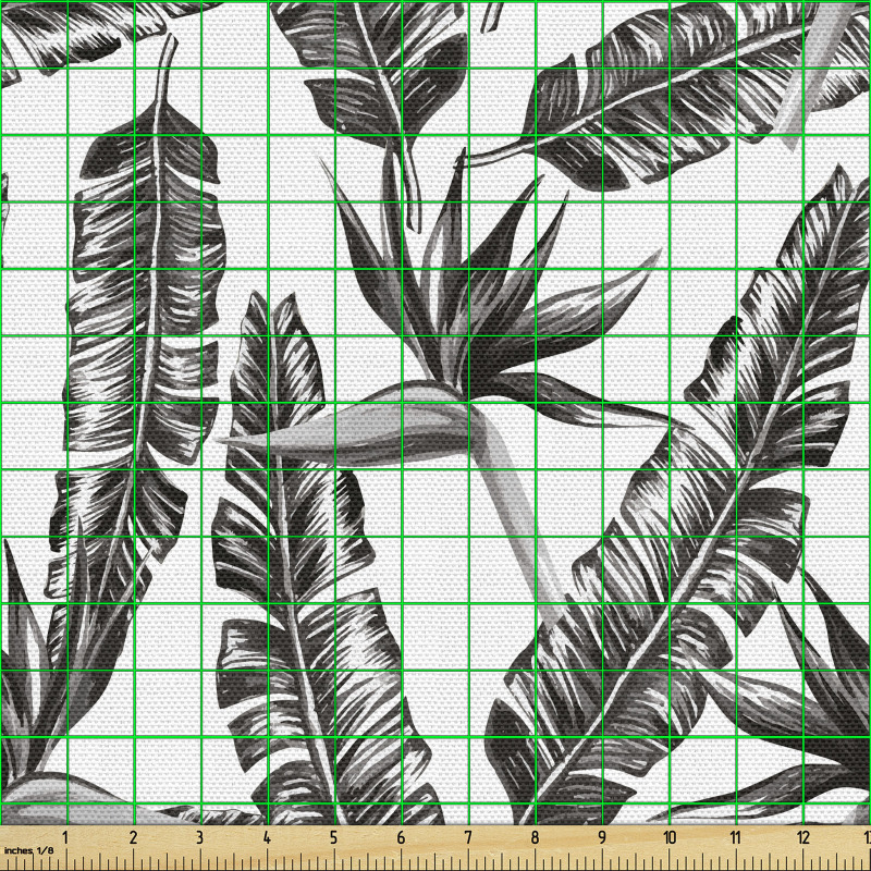 Botanik Parça Kumaş Tropikal Tarzda Tüye Benzer Yapraklar 
