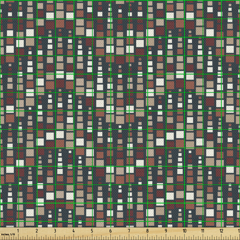 Geometrik Parça Kumaş Gittikçe Büyüyen Kareli Şekiller Desen