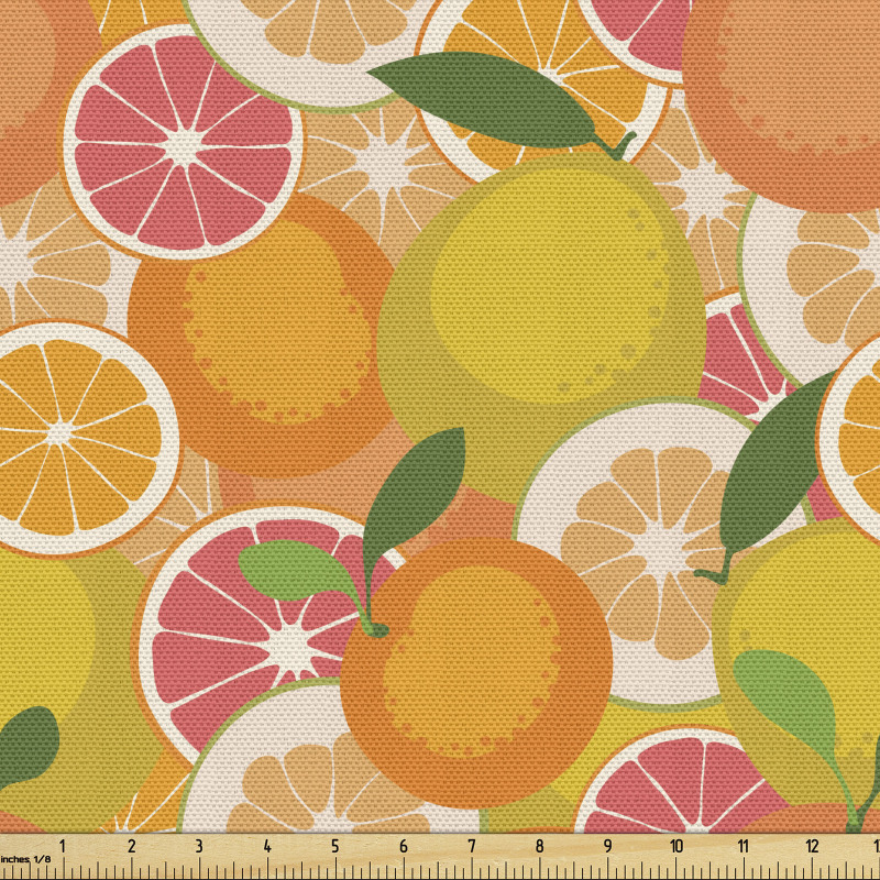 Sağlıklı Parça Kumaş Limon Portakal ve Dilimlerinin Karikatürü