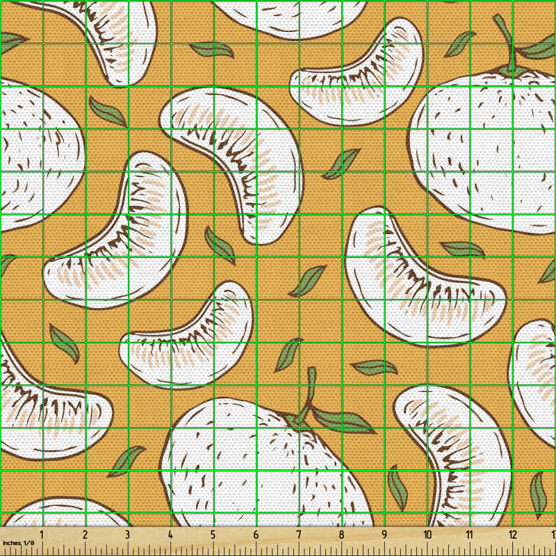 Karalama Parça Kumaş Sade ve Basit Çizim ile Mandalina Dilimi