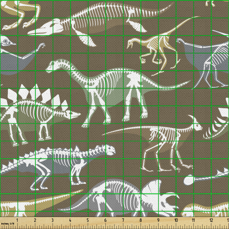 Dinozor Parça Kumaş Farklı Tarzda İskeletleri Gözüken Canlılar