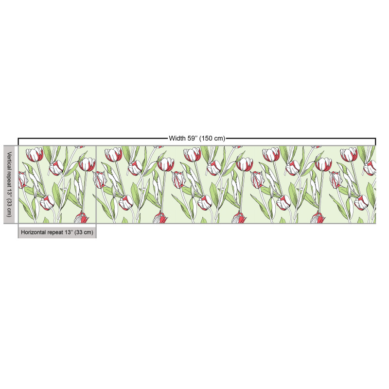 Botanik Parça Kumaş Yapraklı Dallı Çiçekler Tekrarlı Model