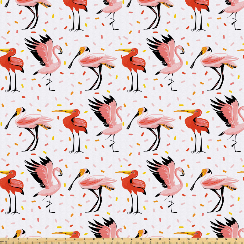 Hayvanlar Mikrofiber Parça Kumaş Kanat Çırpan ve Uzun Gagalı Flamingolar