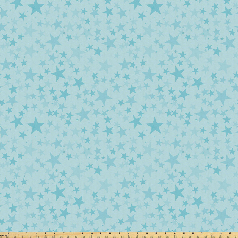 Ombre Mikrofiber Parça Kumaş Mavinin Değişik Tonlarında Yıldızlar Desenli