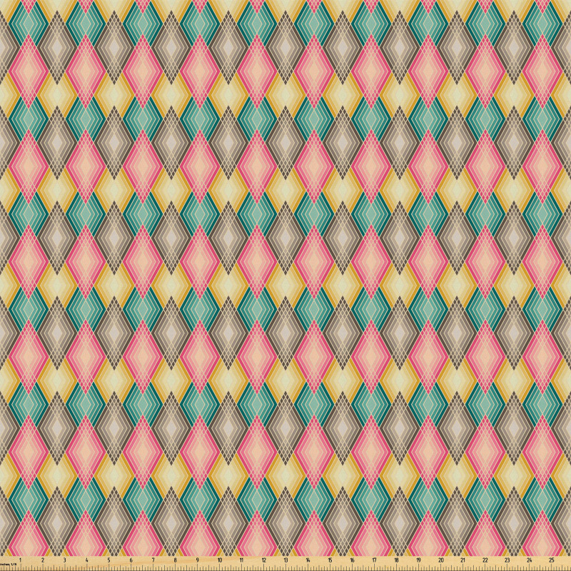 Geometrik Mikrofiber Parça Kumaş Çeşitli Renklerde Elmas Şeklinde Desenler