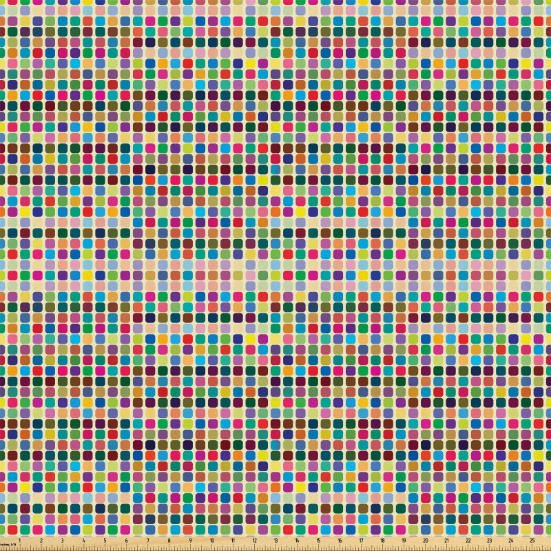 Soyut Mikrofiber Parça Kumaş Rengarenk Dörtgen Motifler Mozaiği Deseni