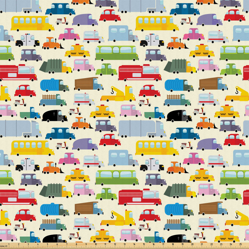 Araba Mikrofiber Parça Kumaş Rengarenk Karikatür Minik Oyuncak Otomobiller
