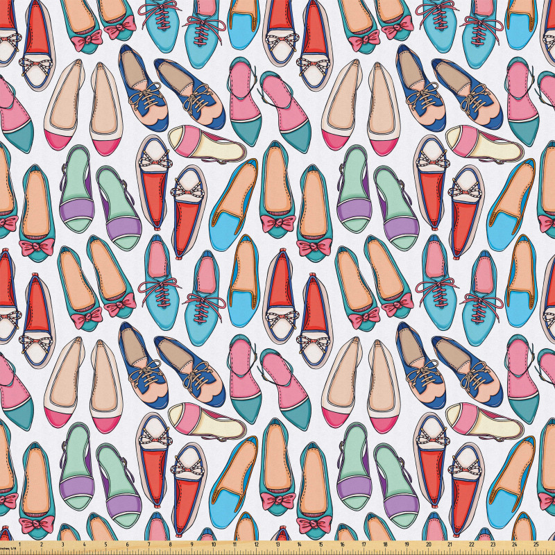Moda Mikrofiber Parça Kumaş Rengarenk Tekrarlı Kadın Ayakkabısı Motifleri