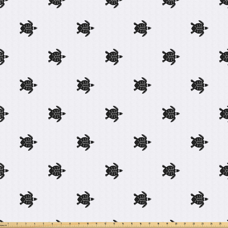 Kaplumbağa Mikrofiber Parça Kumaş Siyah Beyaz Tasarım Mini Karetta Karetta