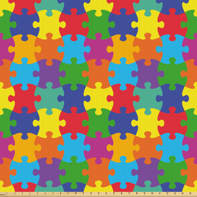 Renkli Mikrofiber Parça Kumaş Çocuksu Tasarım Rengarenk Puzzle Parçaları