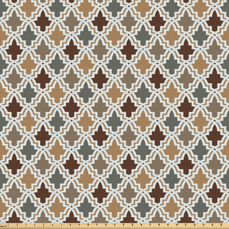 Geometrik Mikrofiber Parça Kumaş Antika Süslemeli Mozaik Desenli Görsel