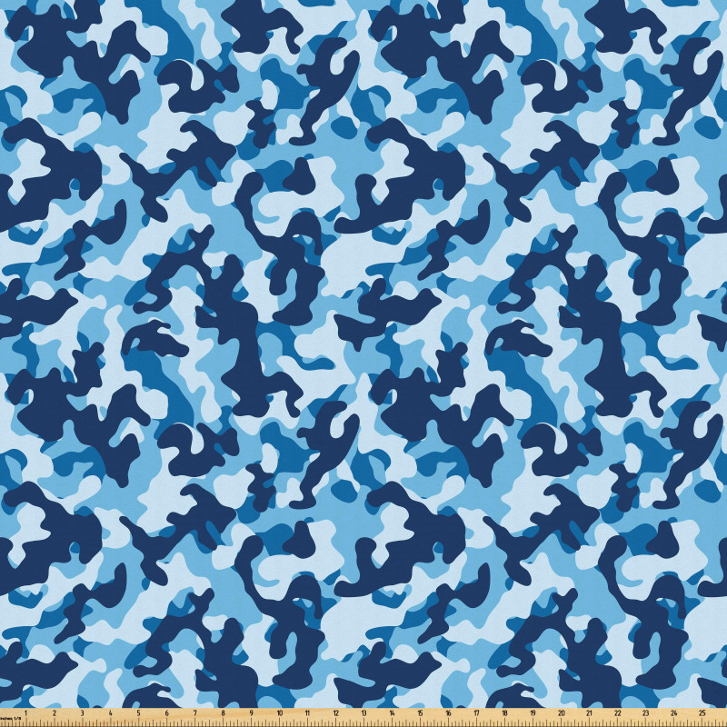 Asker Mikrofiber Parça Kumaş Deniz Temalı Mavi Kamuflaj Desenli Görsel