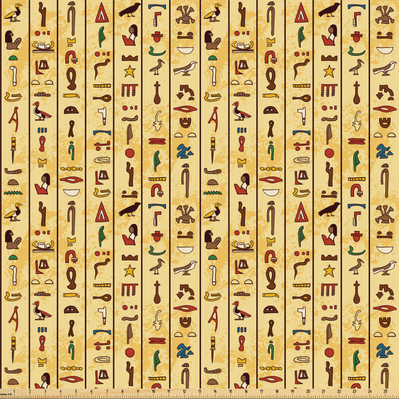 Mısır Mikrofiber Parça Kumaş Antik Medeniyetin Sembollü Duvar Yazıları