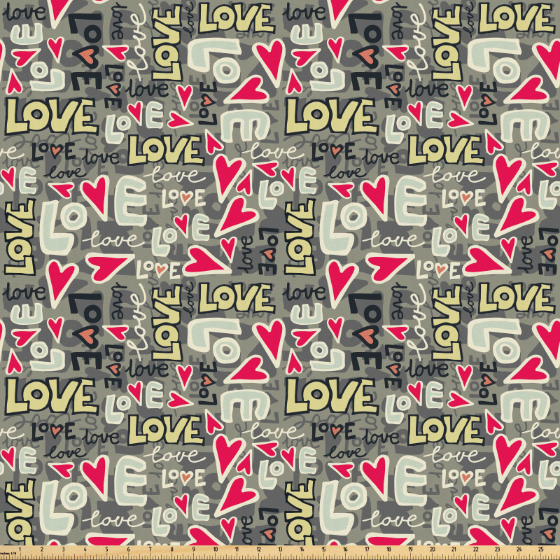Sevgililer Günü Mikrofiber Parça Kumaş Aşk Yazılı Sevgi Sembolleri Model