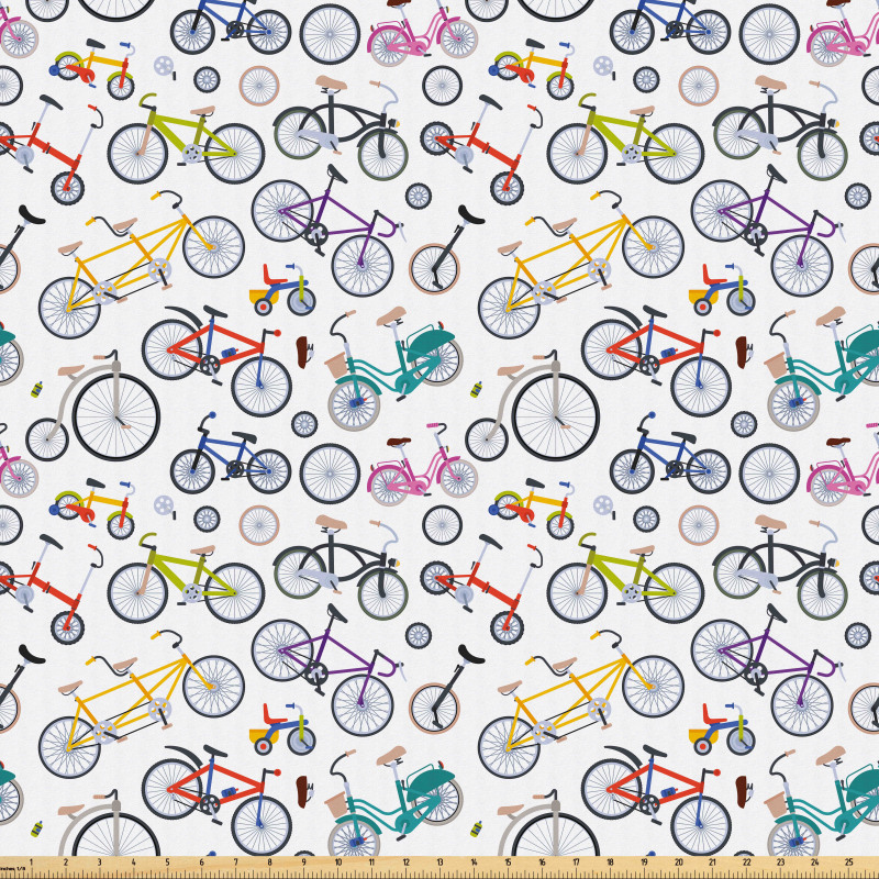 Gezinti Mikrofiber Parça Kumaş Farklı Çeşitlerde Karikatürize Bisikletler
