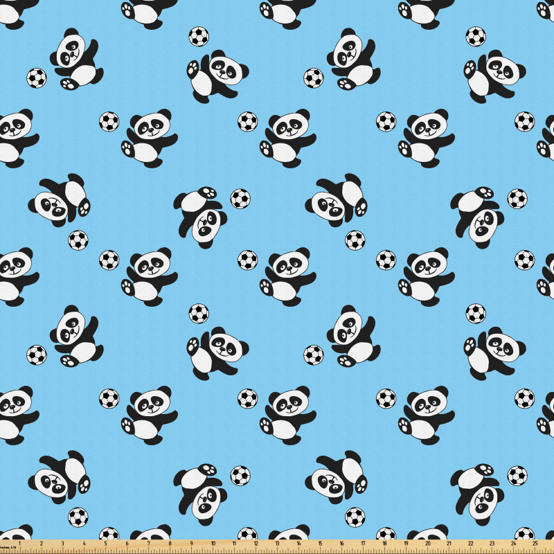 Panda Mikrofiber Parça Kumaş Futbol Topu ile Oynayan Çin Ayısı Tekrarlı