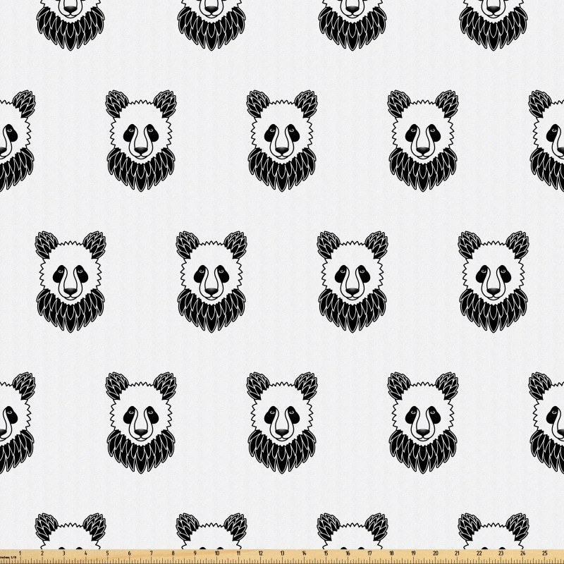 Hayvan Mikrofiber Parça Kumaş Artistik Tekrarlı Panda İllüstrasyonları