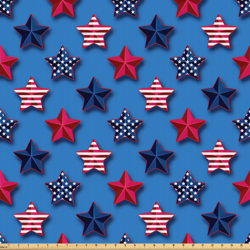 Amerika Mikrofiber Parça Kumaş ABD Bayrağı Desenlerinde Yıldız Çizimleri