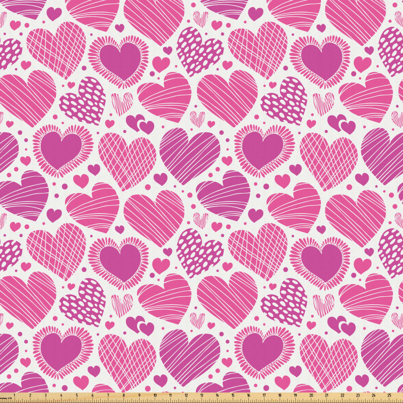 Romantik Mikrofiber Parça Kumaş Çeşitli Desenlerde Soyut Kalp Sembolleri