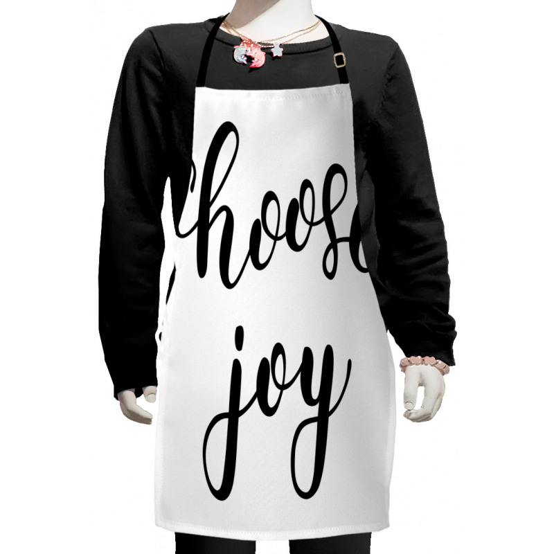 Monochrome Happy Wording Kids Apron