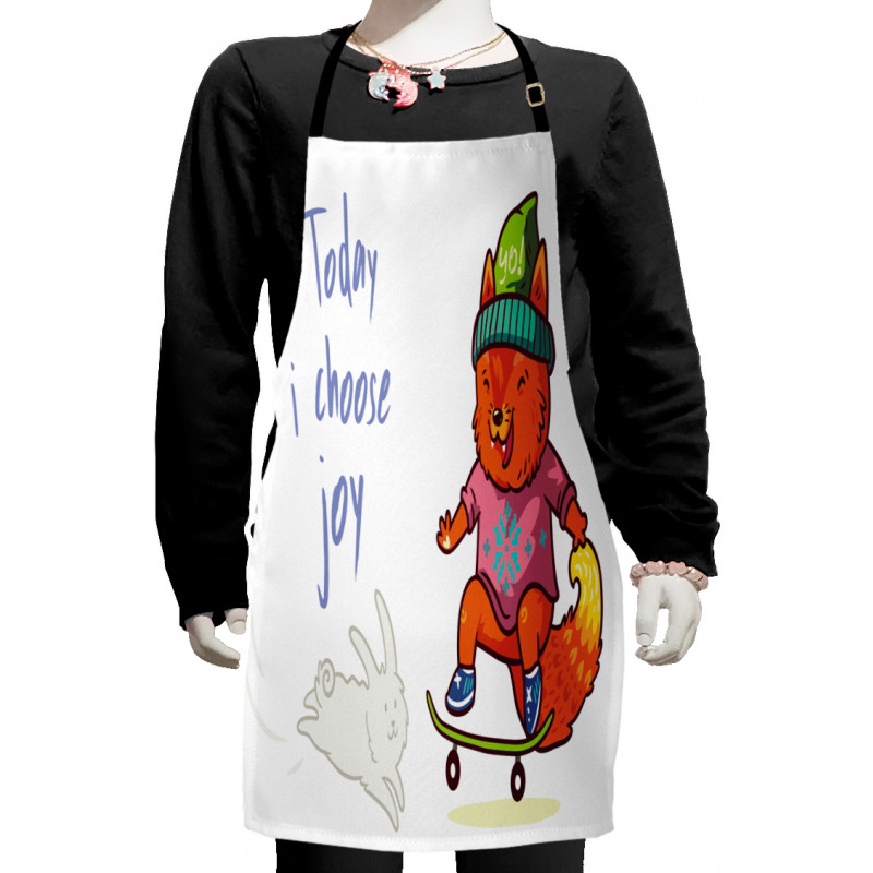 Baby Fox Skateboarding Kids Apron