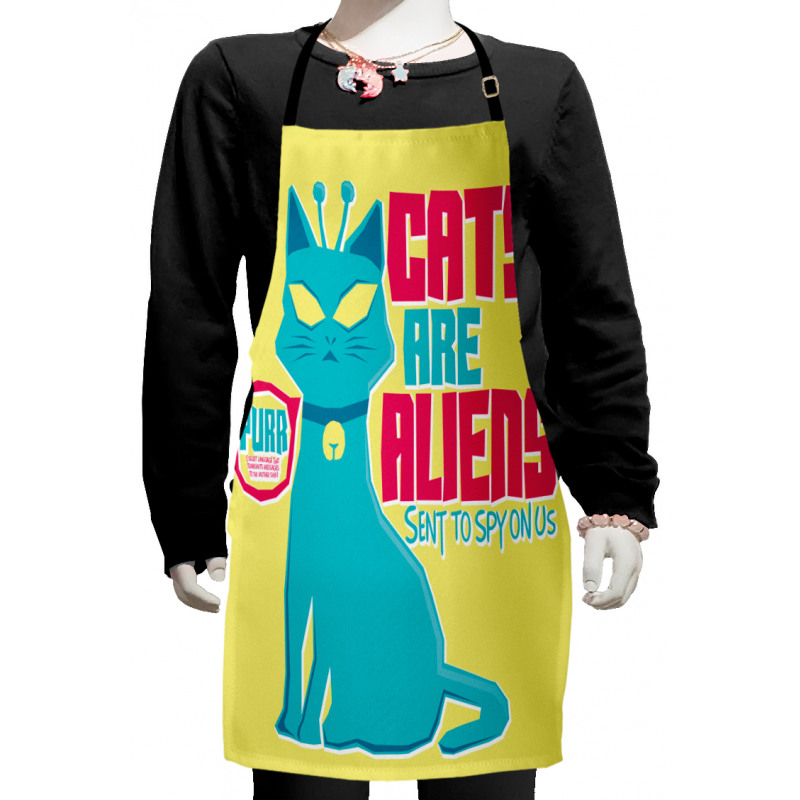 Cats are Aliens Cartoon Kids Apron