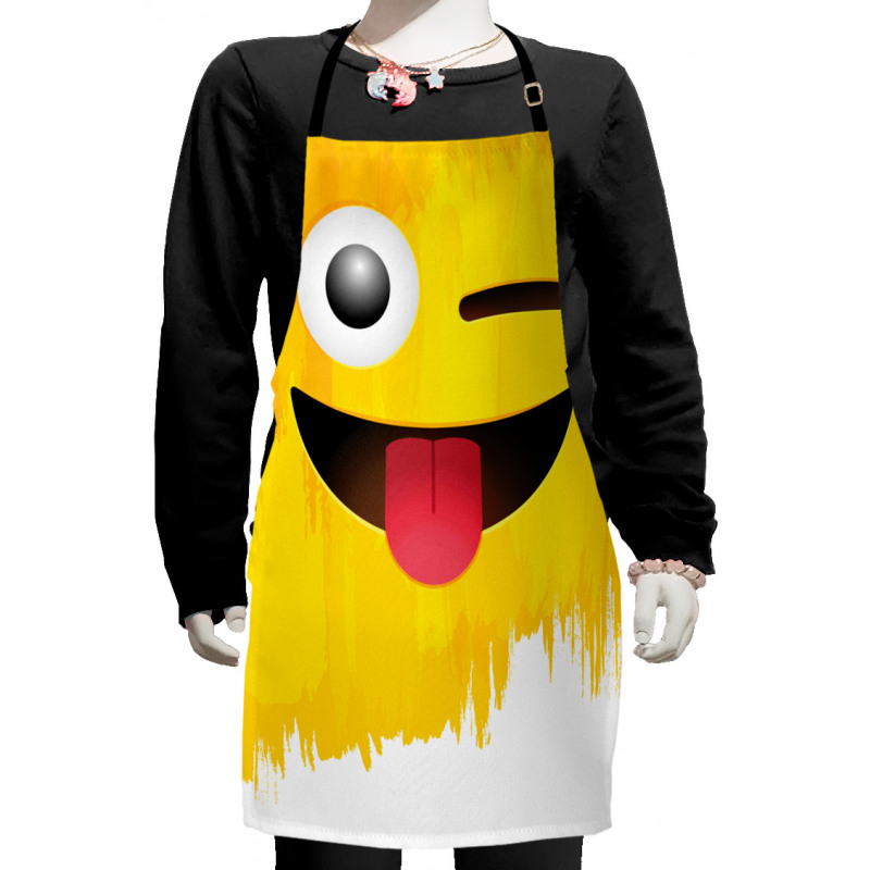 Winked Tongue Smiley Kids Apron