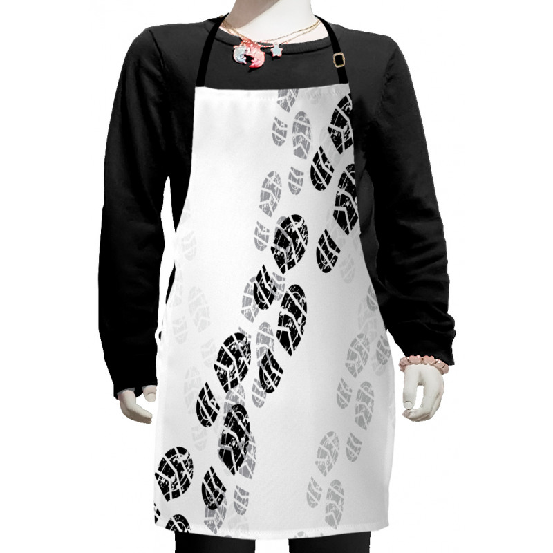 Grunge Theme of Shoe Prints Kids Apron