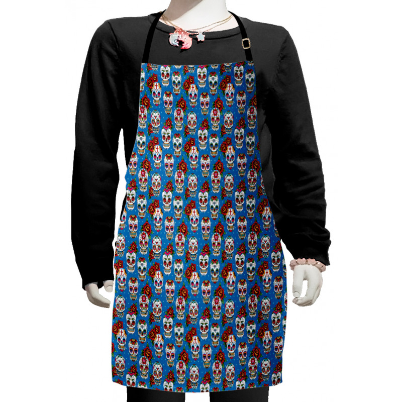 Floral Roses Skulls Kids Apron