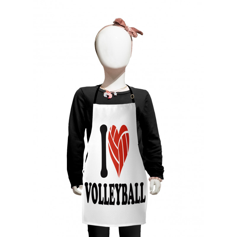 I Love Volleyball Text Kids Apron